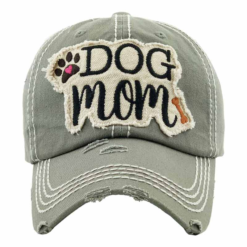 "DOG MOM" Washed Vintage Ball Cap