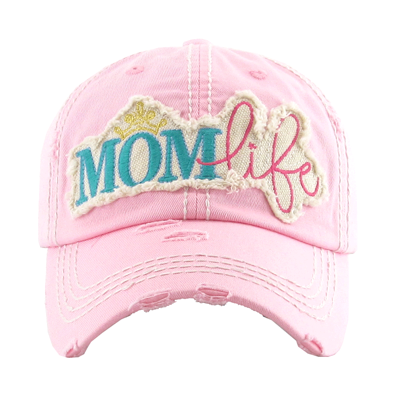 "MOM LIFE" Washed Vintage Ball Cap