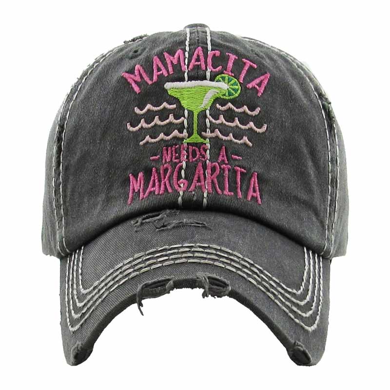 "Mamacita Needs A Margarita" Washed Vintage Ball Cap