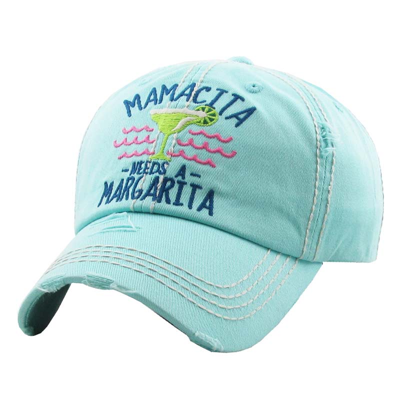 "Mamacita Needs A Margarita" Washed Vintage Ball Cap - Image 2