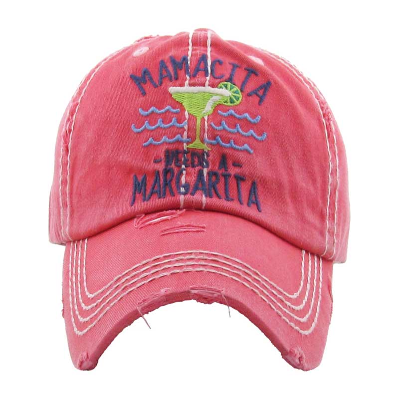 "Mamacita Needs A Margarita" Washed Vintage Ball Cap