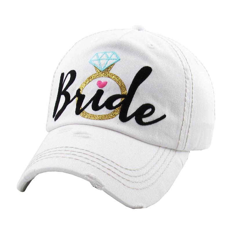 Bride Diamond Ring Washed Vintage Ball Cap - Image 3