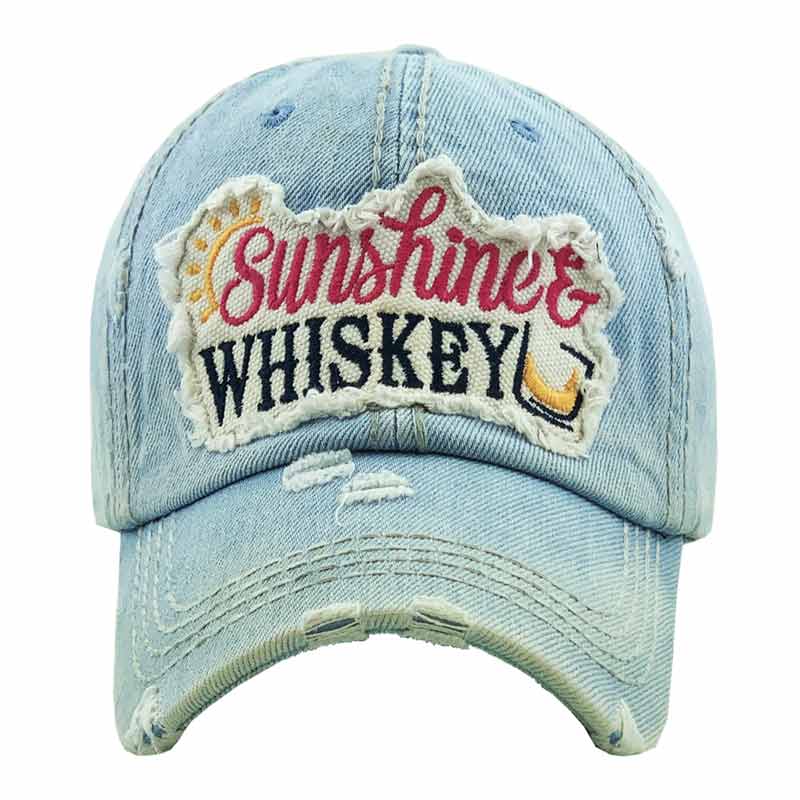 "SUNSHINE and WHISKEY" Washed Vintage Ball Cap