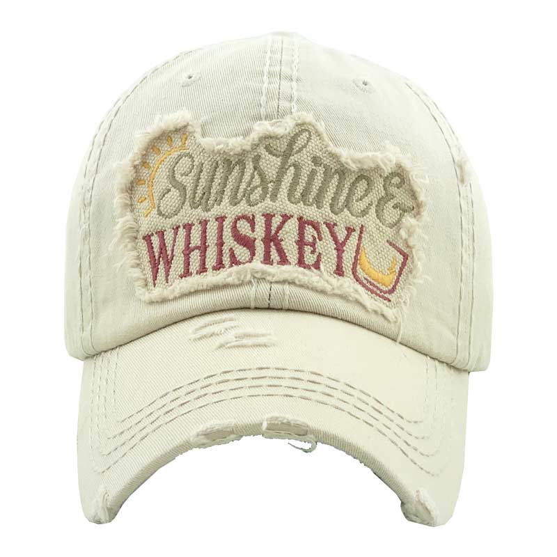 "SUNSHINE and WHISKEY" Washed Vintage Ball Cap
