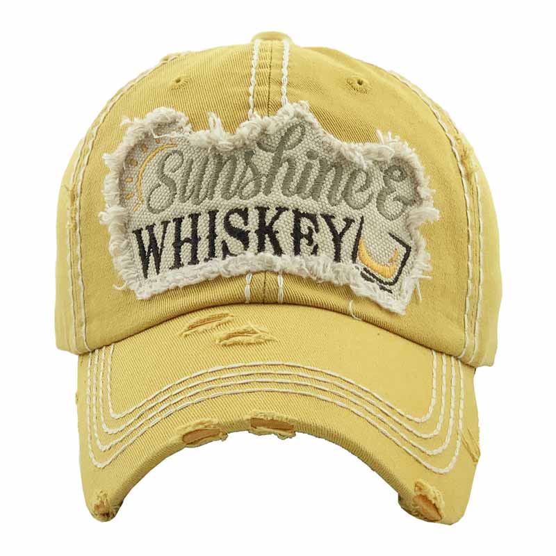 "SUNSHINE & WHISKEY" Washed Vintage Ball Cap