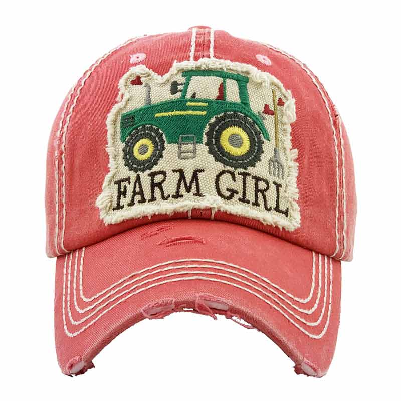 "FARM GIRL" Washed Vintage Ball Cap