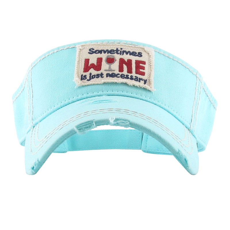 "Sometimes wine is just necessary" Washed Vintage Sun Visor - Image 2