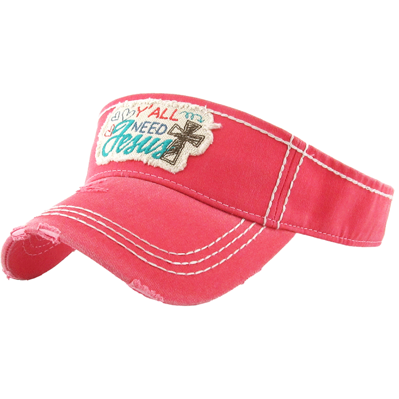 "Y'all Need Jesus" Washed Vintage Sun Visor