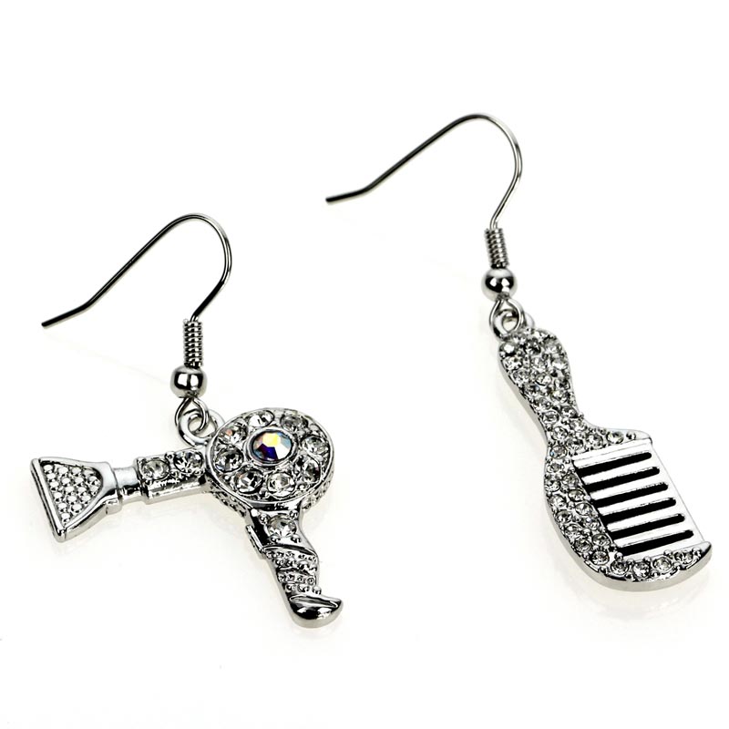 Fashion Comb and Hair Dryer Fish Hook Earrings