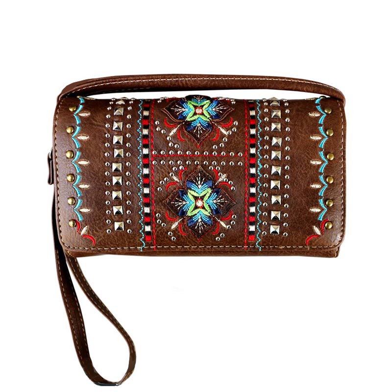 Western Flower Pattern Faux Leather Wallet