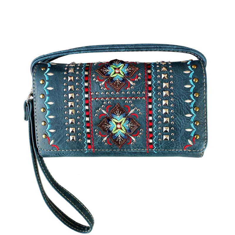 Western Flower Pattern Faux Leather Wallet