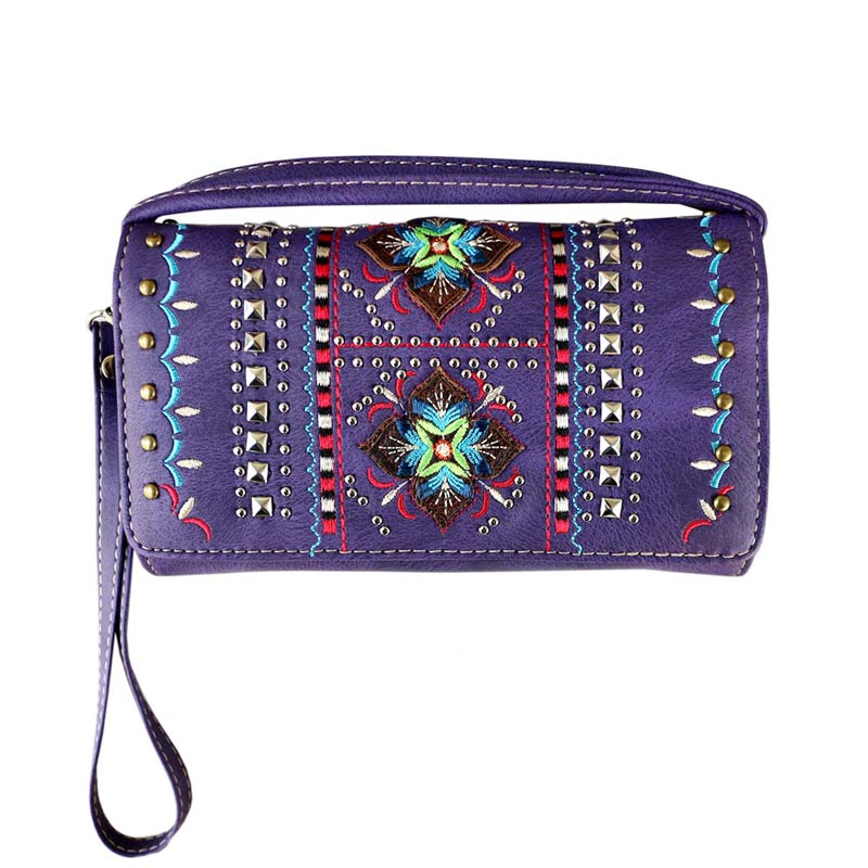 Western Flower Pattern Faux Leather Wallet