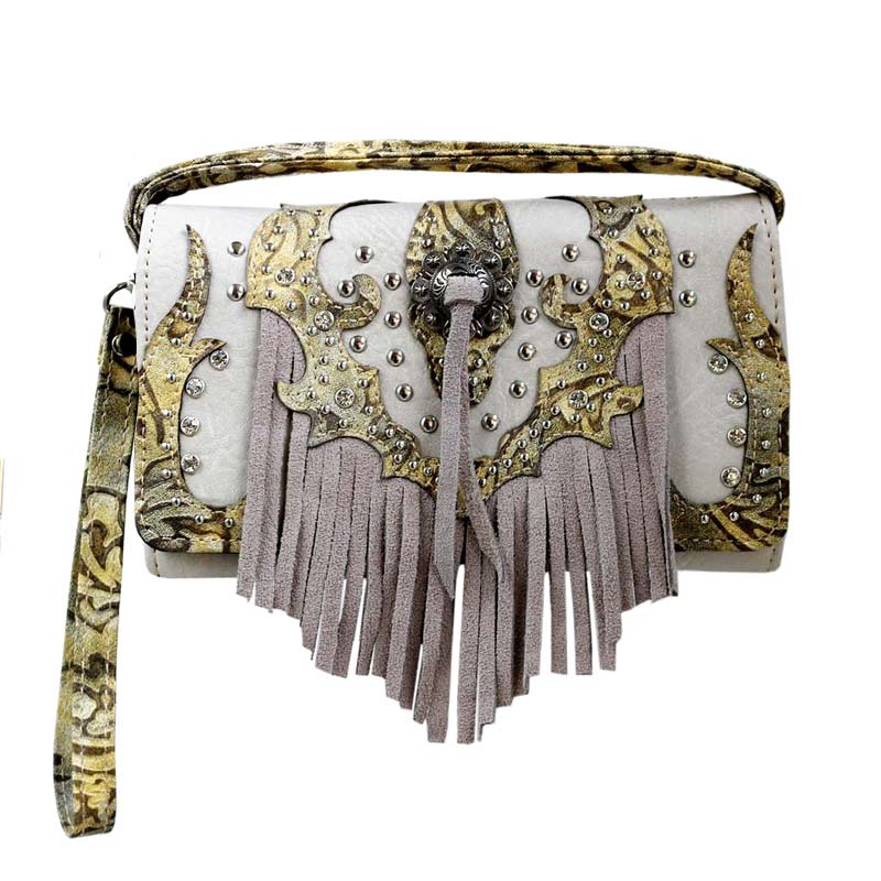 Western Faux Leather Fringe Wallet