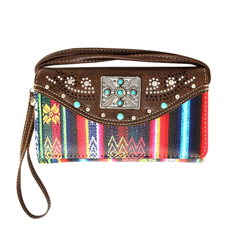 Western Turquoise Accent Faux Leather Wallet