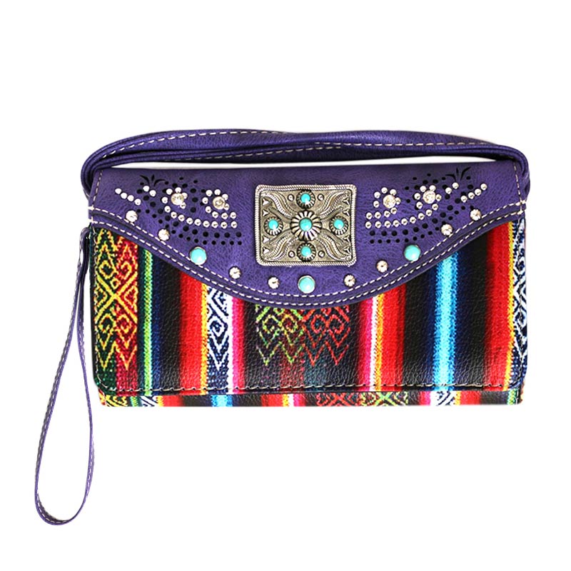 Western Turquoise Accent Faux Leather Wallet