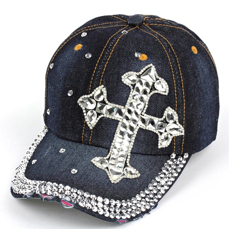 Cross Rhinestone Cap