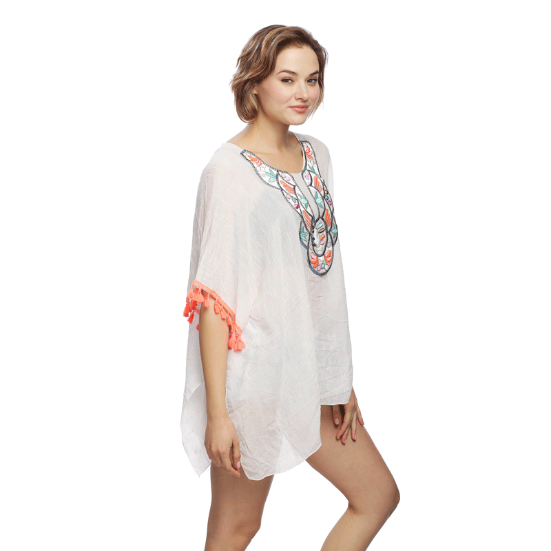 Handmade Beaded with Tassel Cover up