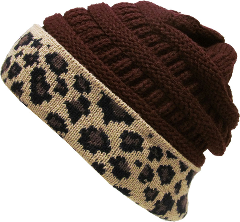 Leopard Fold Up Beanie