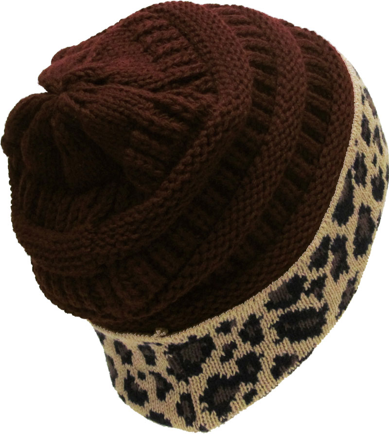 Leopard Fold Up Beanie - Image 2
