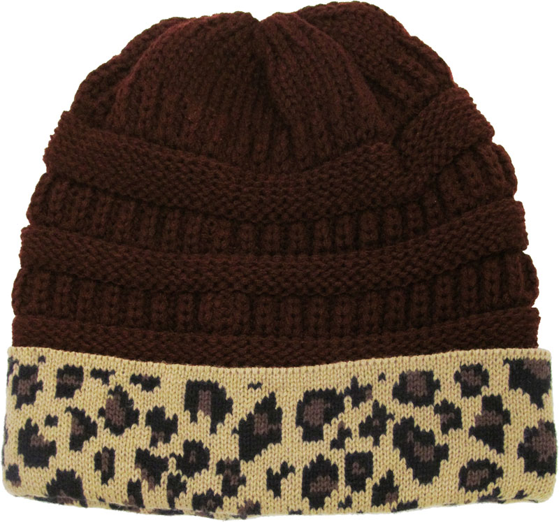 Leopard Fold Up Beanie - Image 3