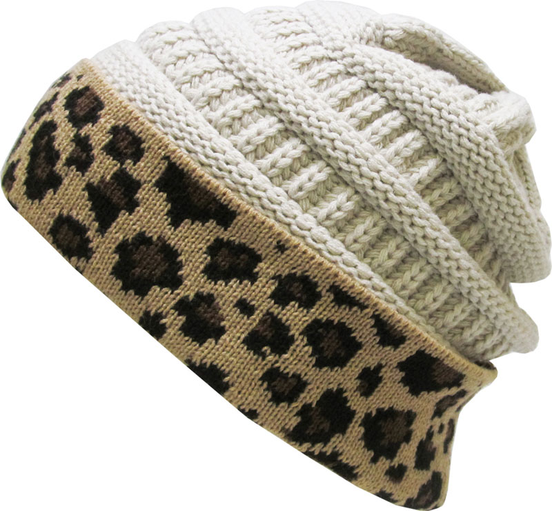 Leopard Fold Up Beanie
