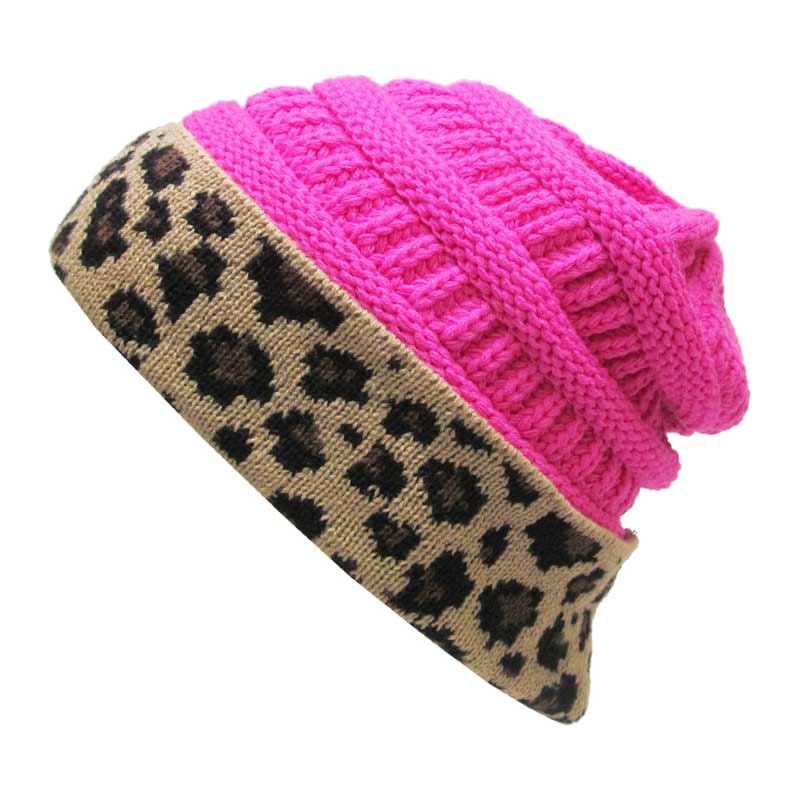 Leopard Fold Up Beanie