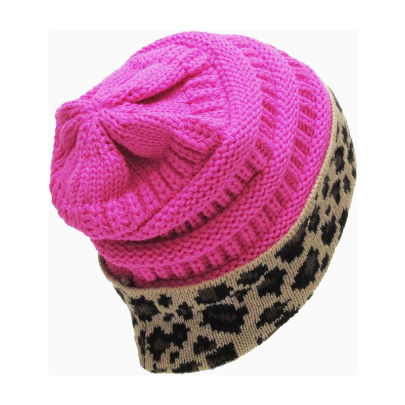 Leopard Fold Up Beanie - Image 3