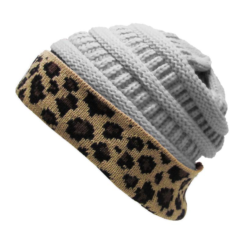 Leopard Fold Up Beanie