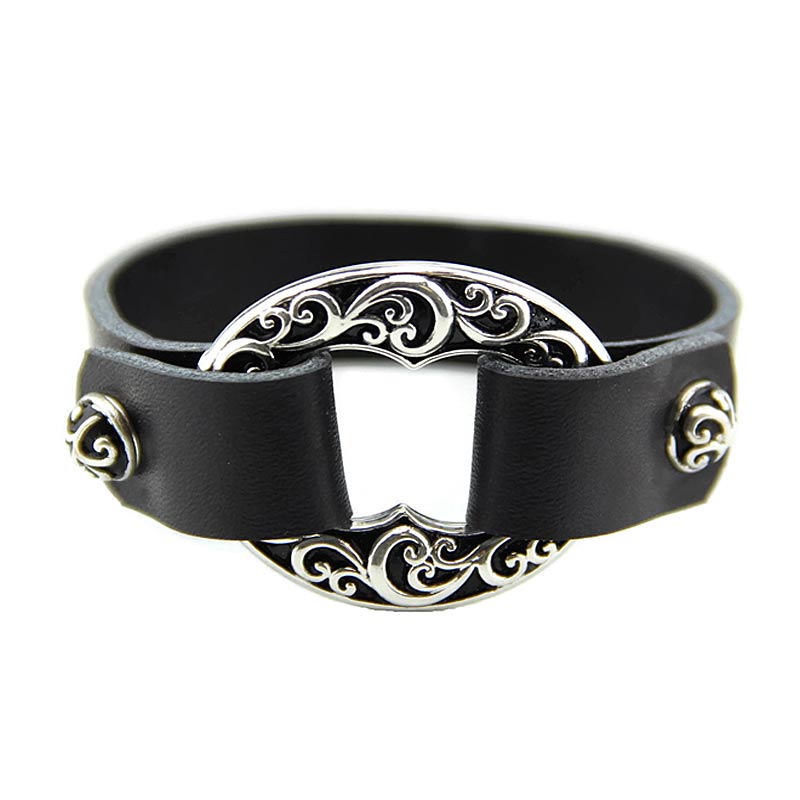 Western Tailored Look Snap On Leather Bracelet - Image 2