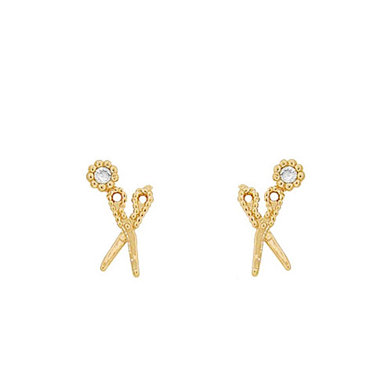 Scissors CZ Post Earrings