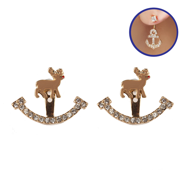 Metal Christmas Ear Jacket Earrings