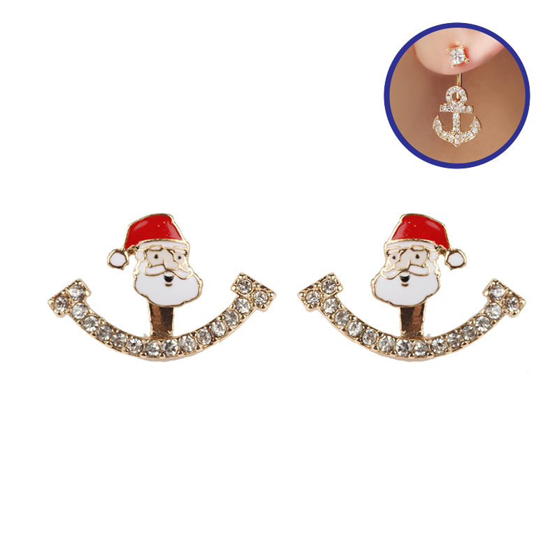 Metal Christmas Ear Jacket Earrings