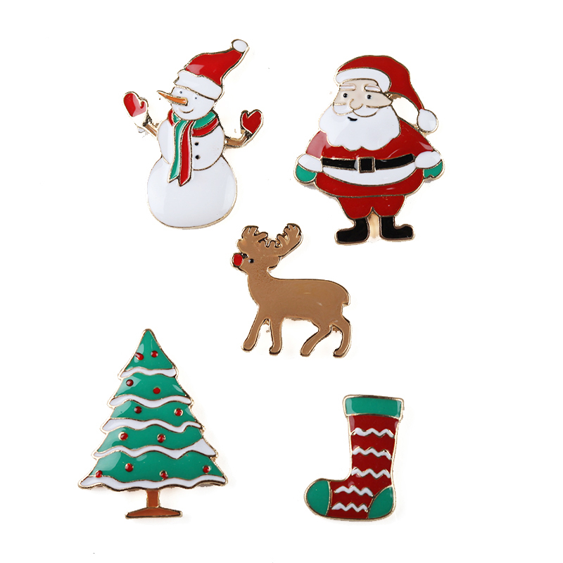 5 Pieces Metal Christmas Brooch Pin