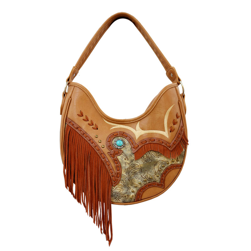 Western Design Turquoise Accent Fringe Bag