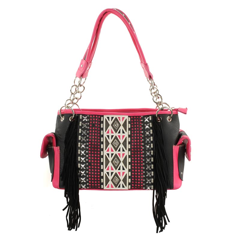 Western Pattern with Tassel Handbag