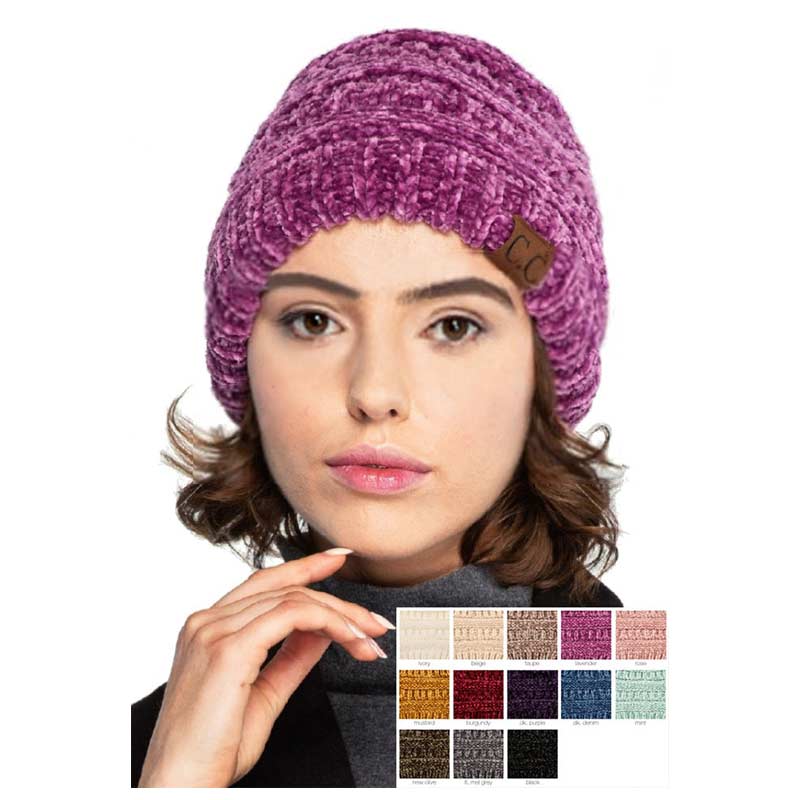 C.C Ribbed Chenille Beanie Hat - Image 2