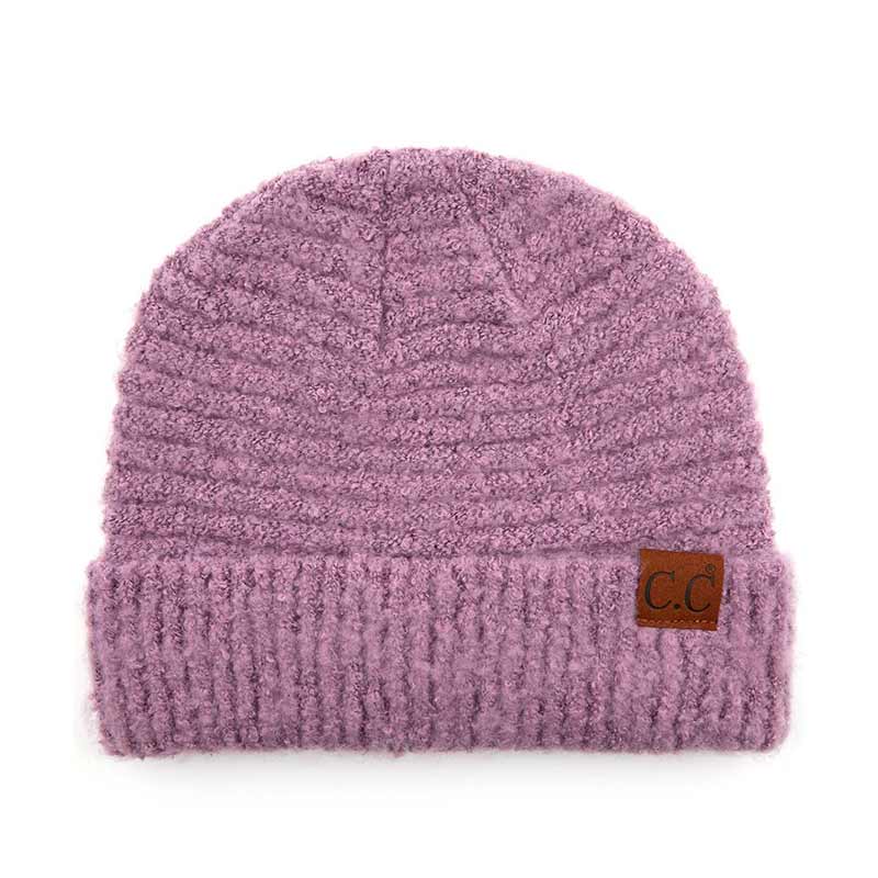 C.C Solid Boucle Yarn Beanie Hat with Cuff