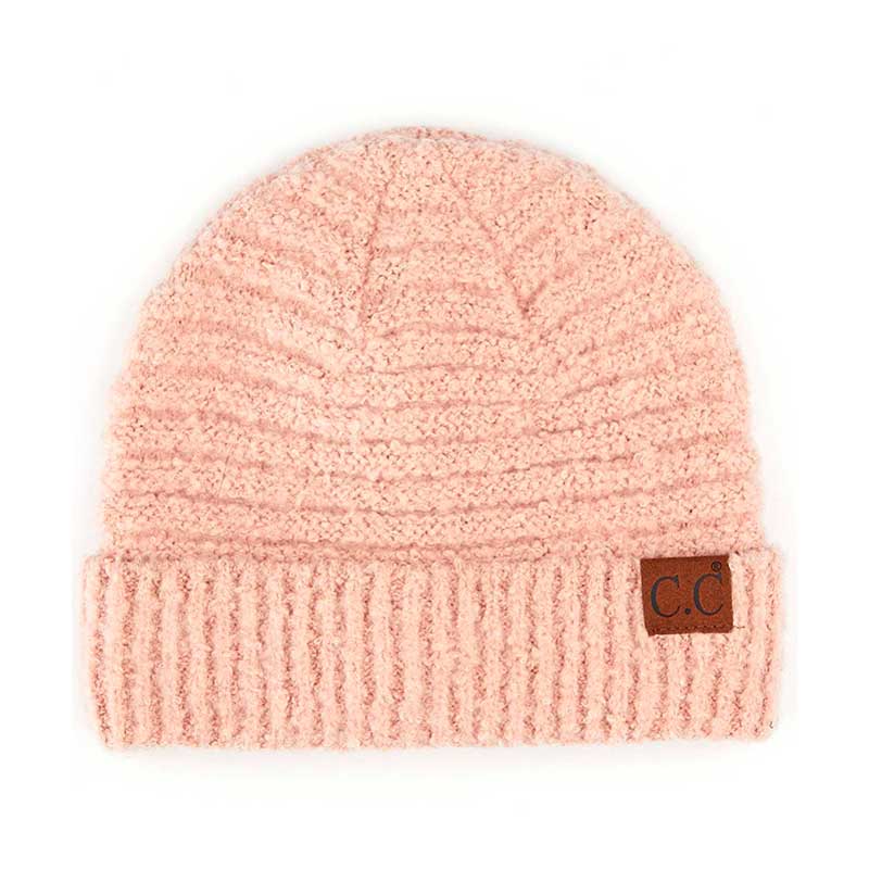 C.C Solid Boucle Yarn Beanie Hat with Cuff