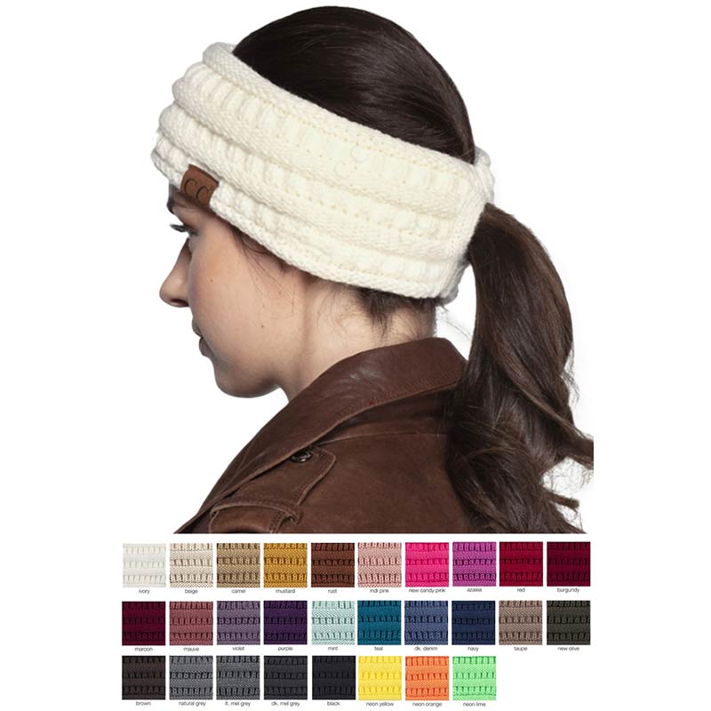 C.C Solid Ribbed Ponytail Headband - Image 3