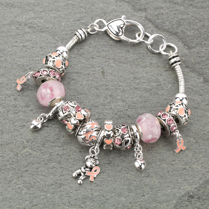 Pink Ribbon Multi Beads Bracelet