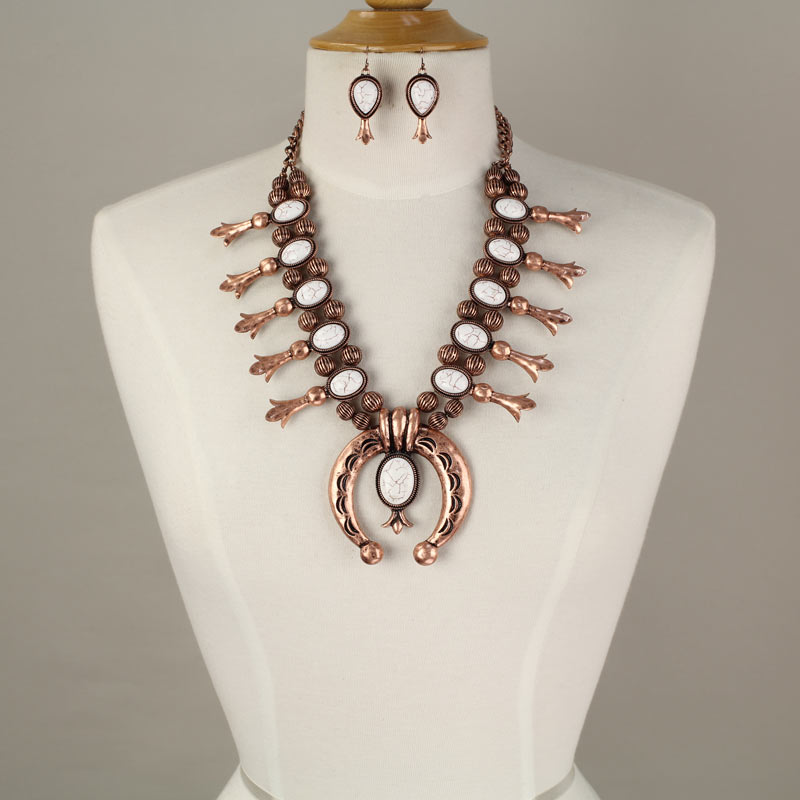 Turquoise Squash Blossom Necklace Set - Image 2