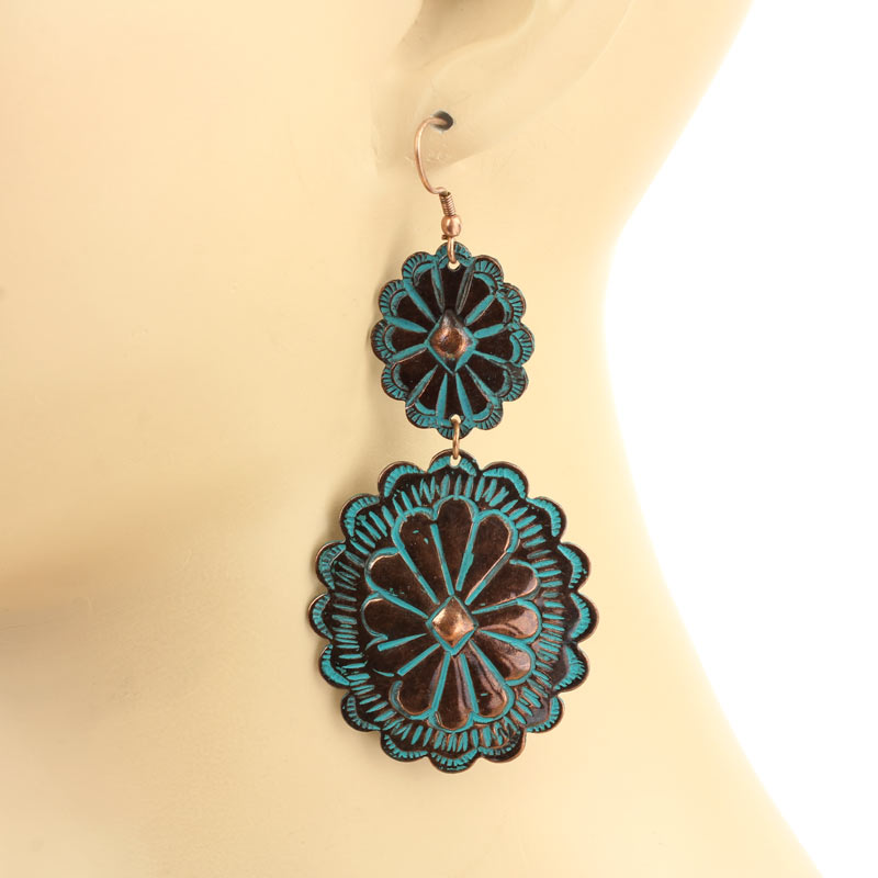 Handmade Textured Concho Earrings - Image 2