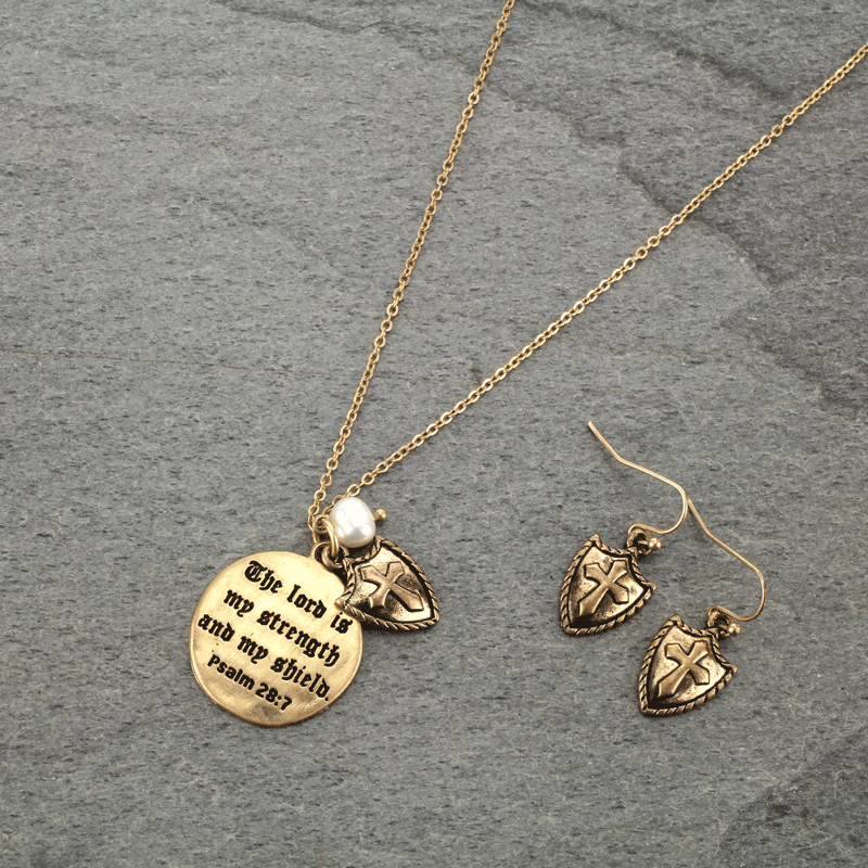 "The Lord Is My Strength" Necklace Set