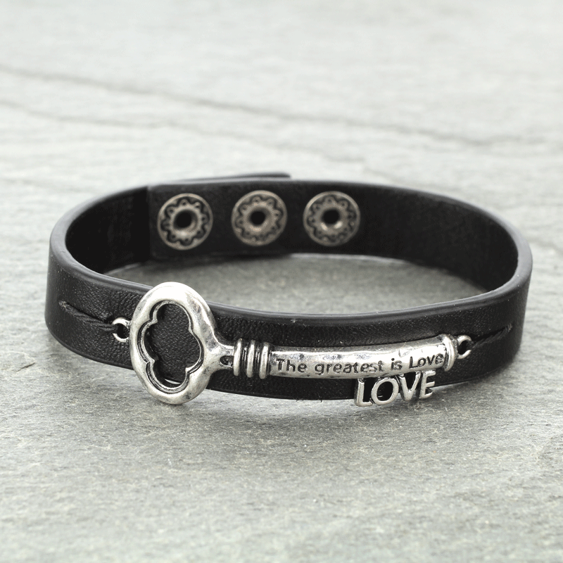 "Love" Inspiration Key Leather Bracelet