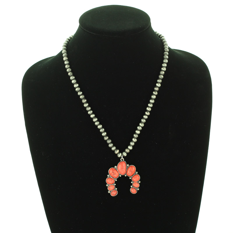 Blossom Shape Pendant with Navajo Style Necklace - Image 2