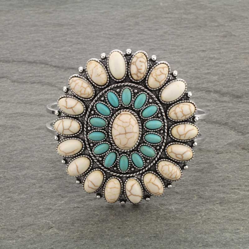 Western Concho With Stone Hinge Bracelet