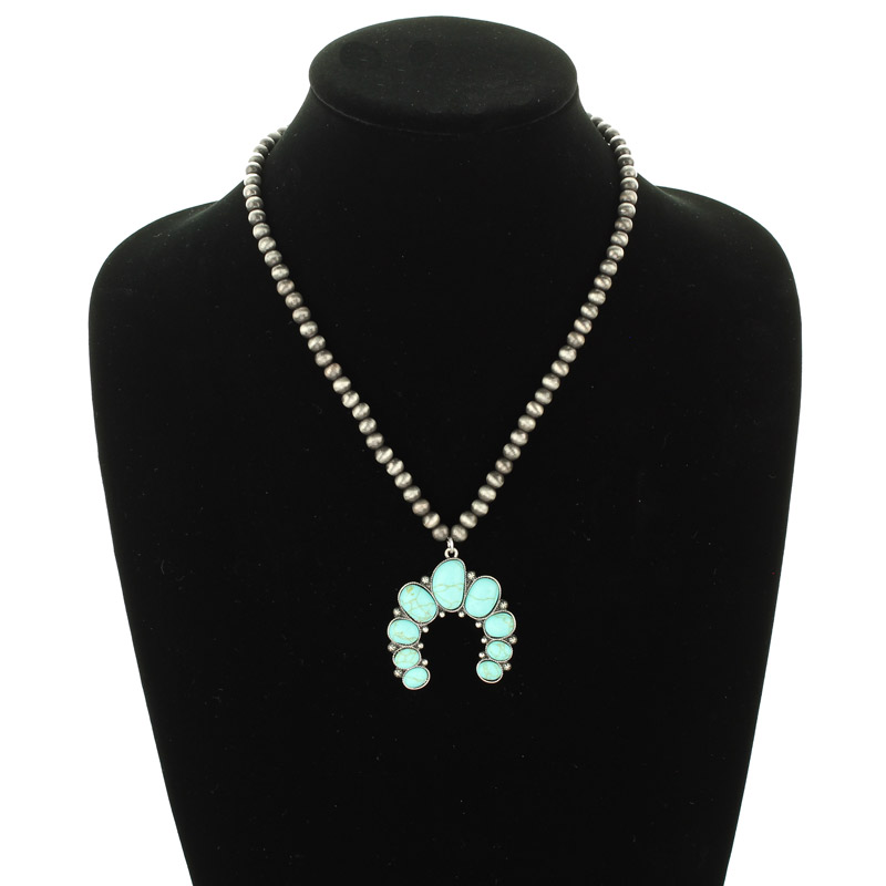Blossom Shape Pendant with Navajo Style Necklace - Image 2