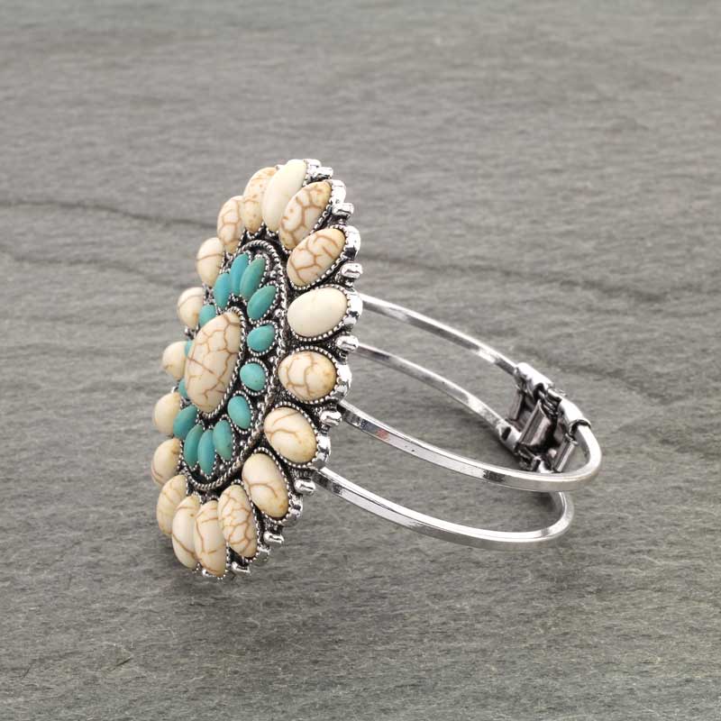 Western Concho With Stone Hinge Bracelet - Image 2