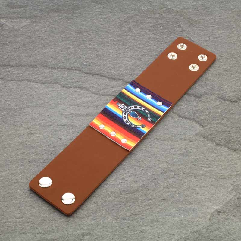 Western Squash Blossom Print Button Leather Bracelet - Image 3