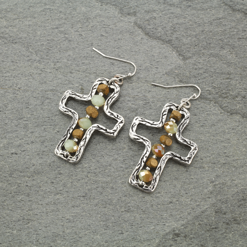 Western Cross Fish Hook Earrings